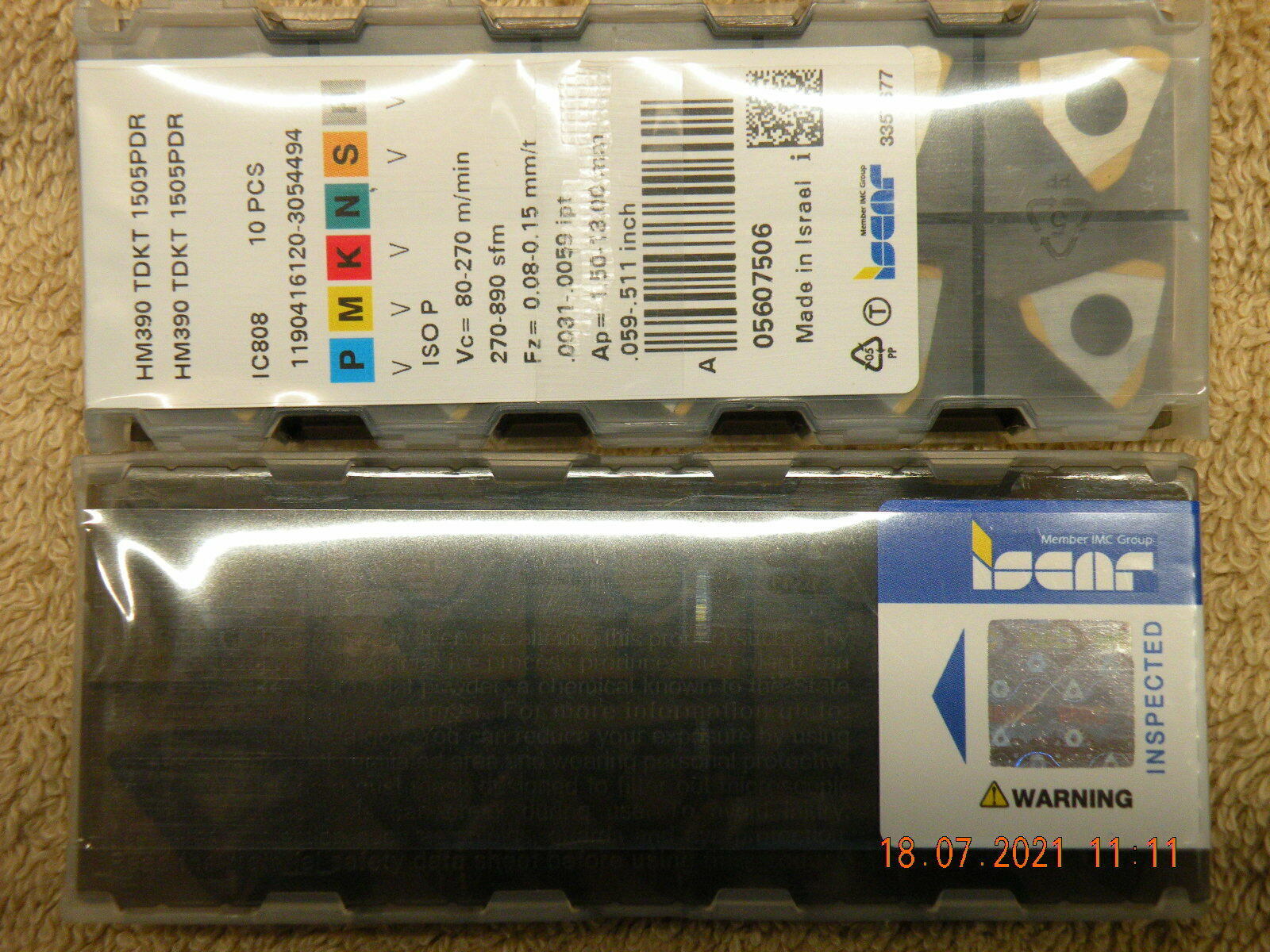 ISCAR H390 TDKT 1505PDR IC808 ISCAR CARBIDE INSERT 10 Pieces Brand New 